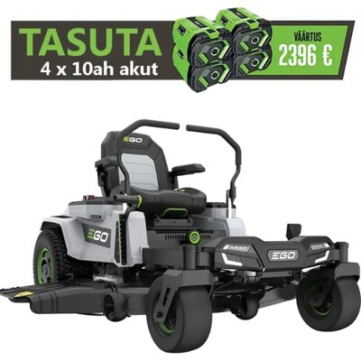 Nullpöörderaadiusega murutraktor kangidega EGO ZT5201E-L, kolm lõiketera, laadija komplektis (niidulaius 132 cm)