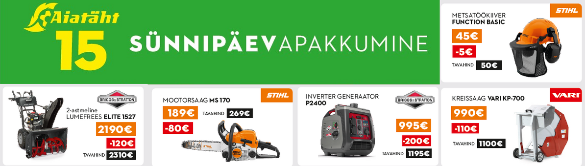 Aiatäht 15 sooduspakkumised